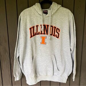 Gray Illinois Hoodie with Embroidered Logo
